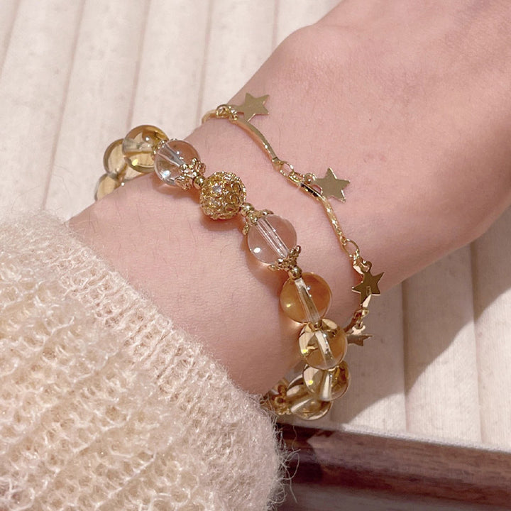 Pulsera de protección de prosperidad con dije de mariposa, piedra lunar, citrino, Buddha Stones