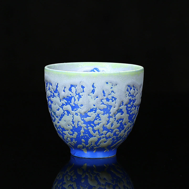 Buddha Stones, Retro Azul, rojo, gradiente, patrón de loto, cambio de horno, taza de té de cerámica, tazón de té de Kung Fu