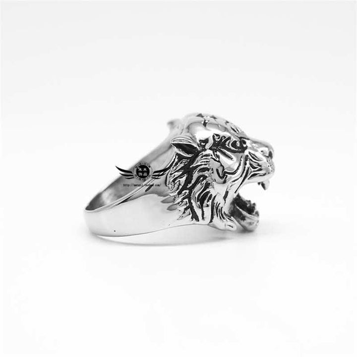 Anillo de motociclista Punk Rock con equilibrio de acero titanio y cabeza de tigre Animal para hombre