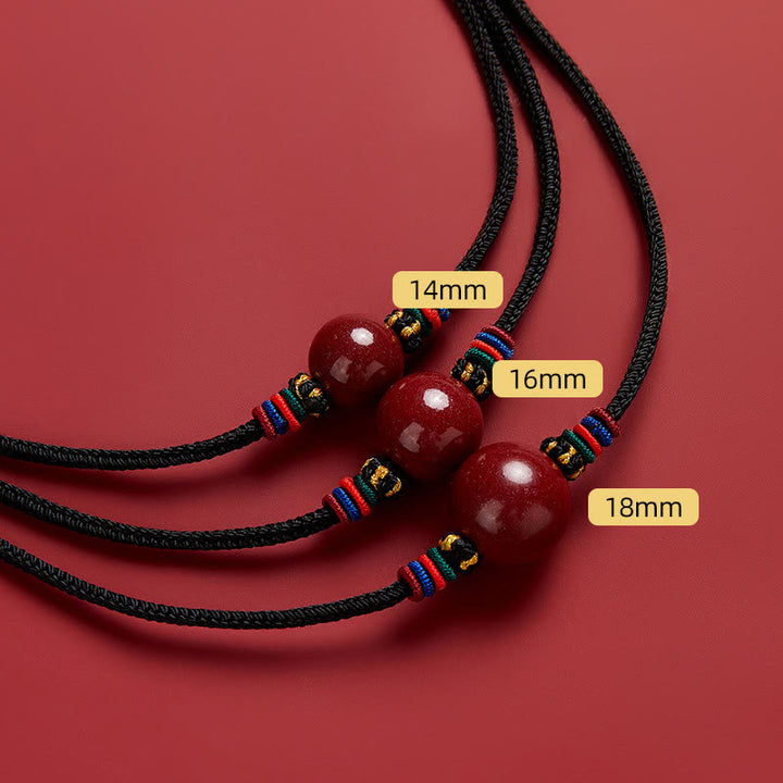 Collar con colgante de cadena con cuentas de cinabrio y Buddha Stones