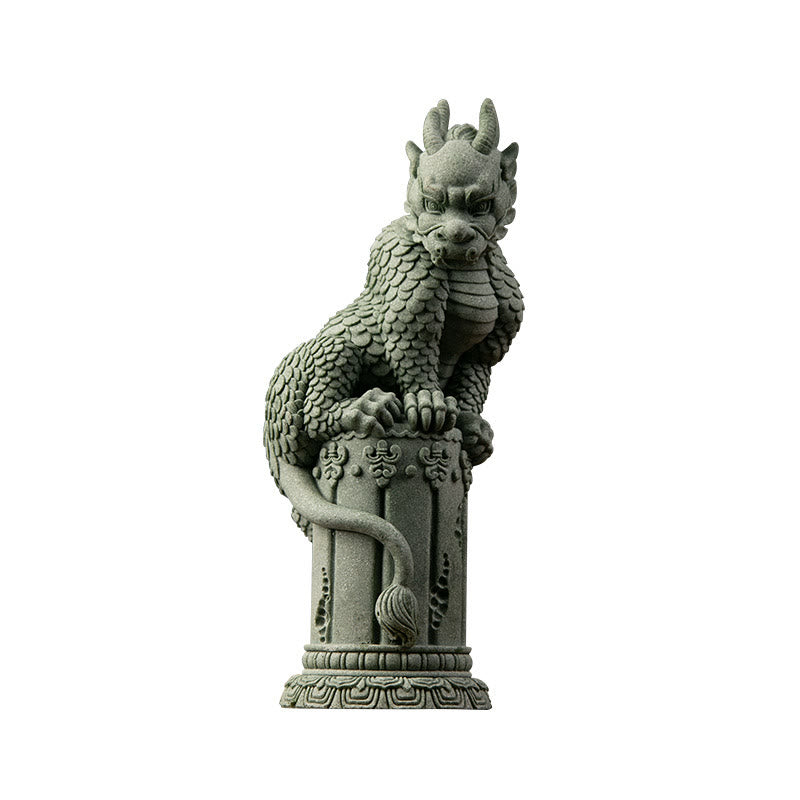 Buddha Stones Feng Shui, dragón sentado de pie, éxito, suerte, decoración del hogar