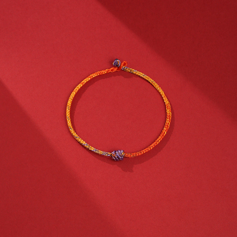 Pulsera de cuerda trenzada roja de oro púrpura colorida hecha a mano con Buddha Stones