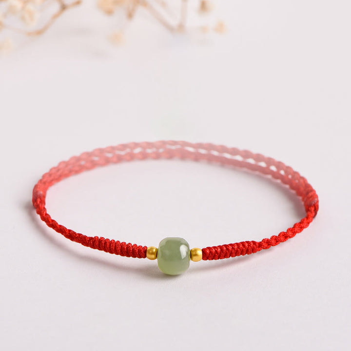 Pulsera trenzada de prosperidad con cuentas de la suerte de jade hecha a mano con Buddha Stones