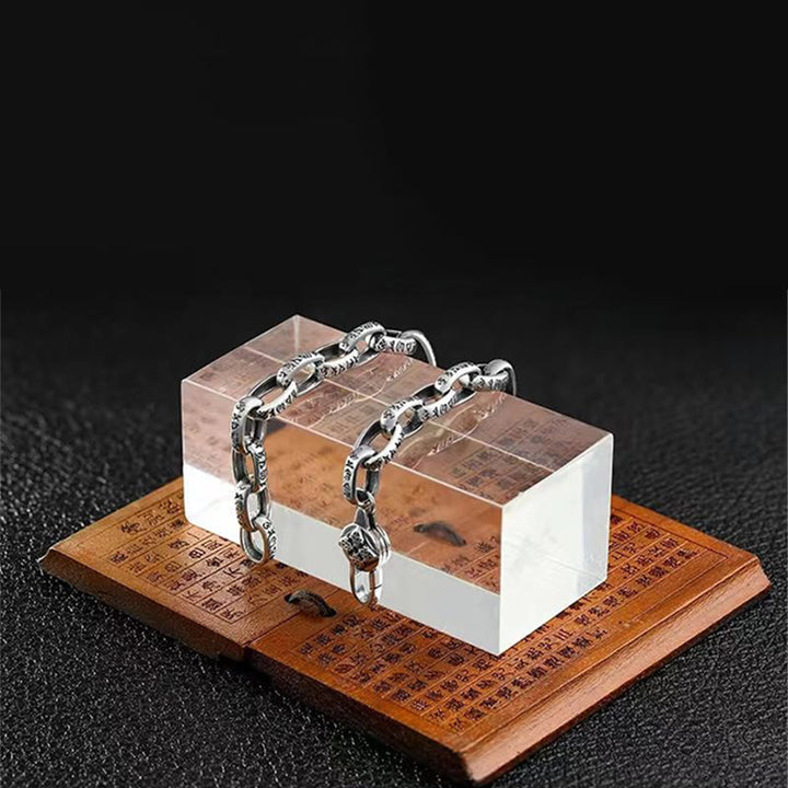 Pulsera de sabiduría grabada en cobre con Buddha Stones Om Mani Padme Hum doble Dorje - image 15