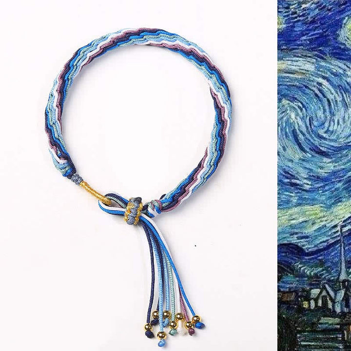 Pulsera trenzada de protección de cuerda de suerte con nudo de reencarnación