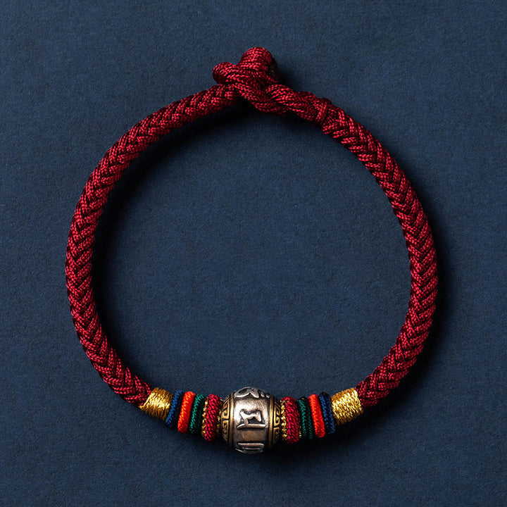 Pulsera trenzada con nudo de King Kong, hecha a mano, de Plata de Ley 925 con Buddha Stones , Om Mani Padme Hum, protección de la suerte, Tíbet
