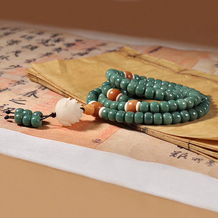 Pulsera De Éxito De Semillas De Bodhi Cian De Loto De Buddha Stones