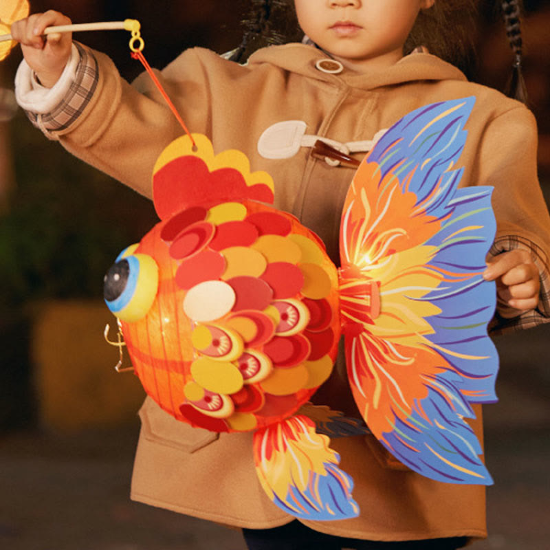Buddha Stones DIY, buena suerte, pez Koi, lámpara de farol de papel, Festival del medio otoño, decoración de farol para niños