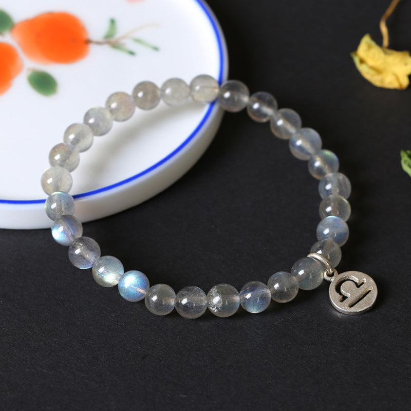 Pulsera con Encanto 12 Constelaciones del Zodíaco Piedra Lunar