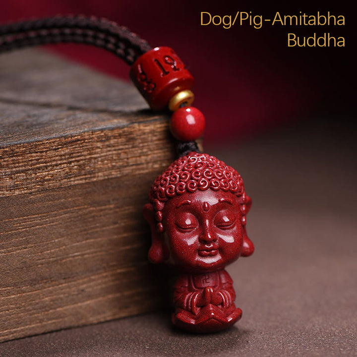 Buddha Stones del zodiaco chino, Buda natal, amuleto de cinabrio Natural, colgante para mantener alejados los espíritus malignos