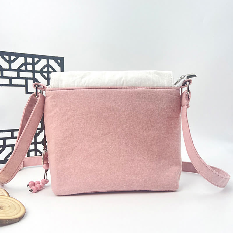 Buddha Stones Camelia bordada Epiphyllum Gardenia Sakura Flores Bolso bandolera Bolso de hombro Bolso para teléfono móvil