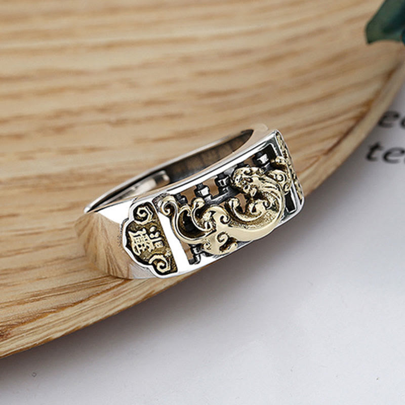 Anillo ajustable de plata de ley 925 PiXiu Suerte Riqueza