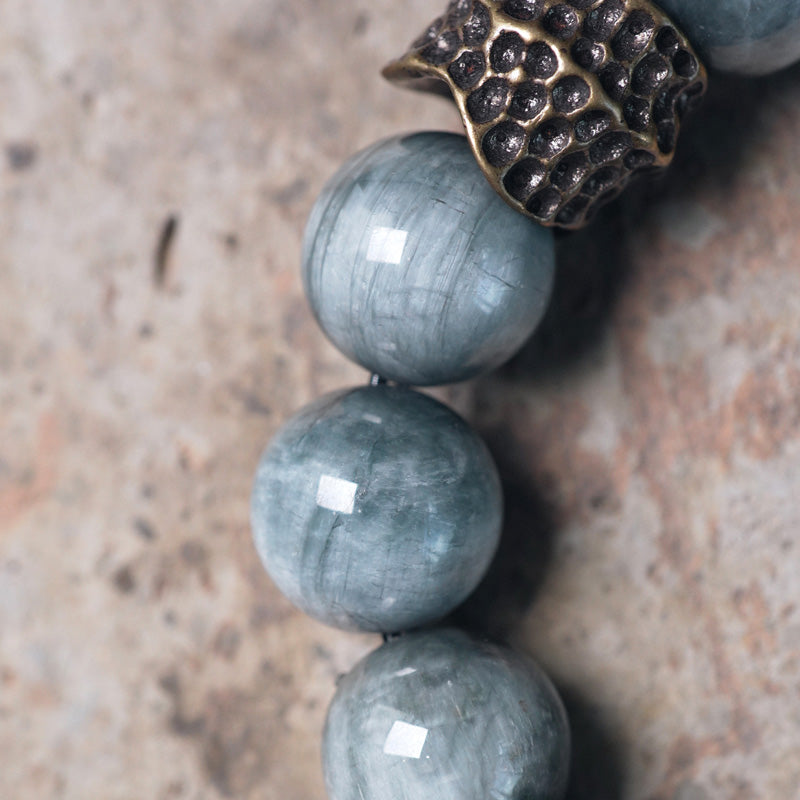 Pulsera de pareja de confianza con Buddha Stones, piedra ojo de águila, madera de ébano, cobre