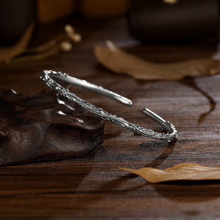 Brazalete de plata de ley 925 con diseño de vides hechas a mano