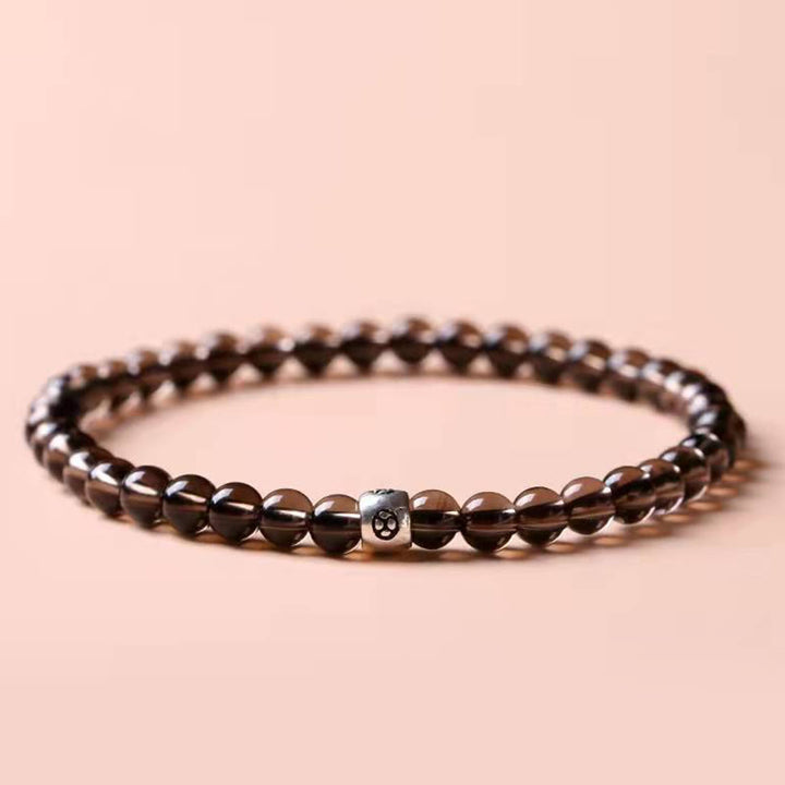 Pulsera de fuerza de purificación de cuarzo ahumado de obsidiana negra natural con Buddha Stones