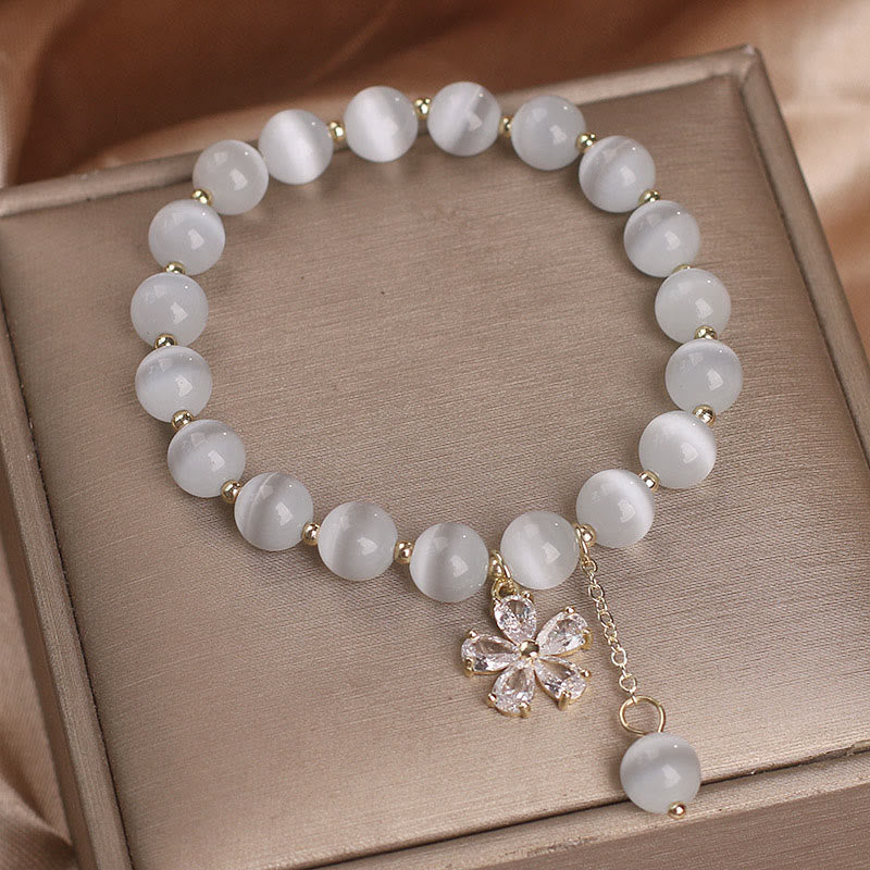 Pulsera de apoyo a la paz con dije de flor de ojo de gato y Buddha Stones