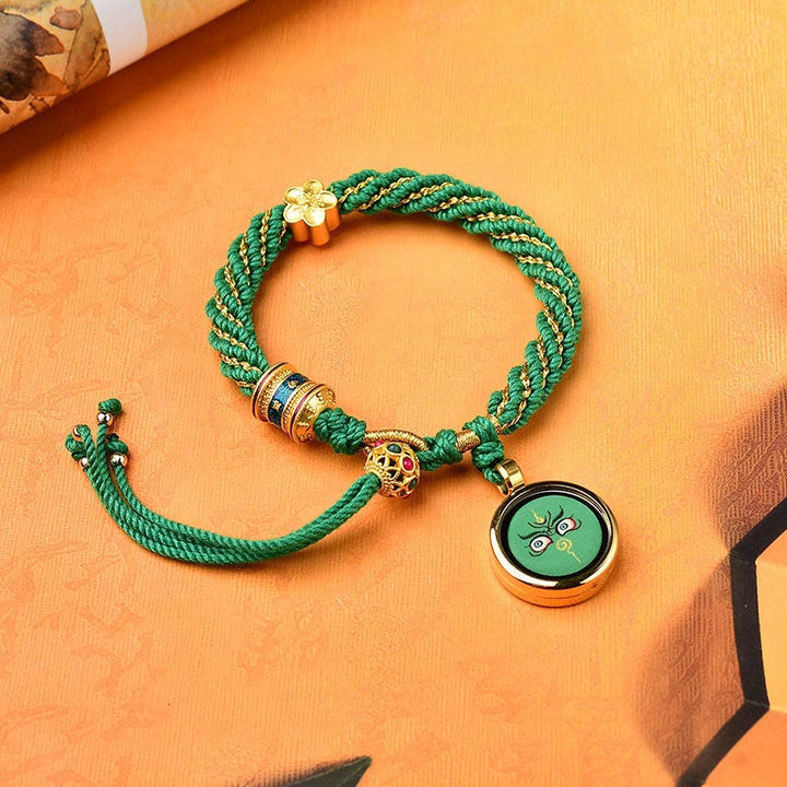 Buddha Stones Tíbet hechas a mano cinco dioses de la riqueza suerte amuleto Thangka rueda de oración flor encanto tejido pulsera de cuerda