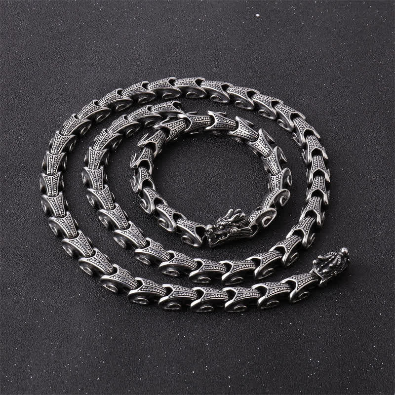 Pulsera con colgante de collar de protección de acero de titanio con diseño de dragón de Buddha Stones - image 5
