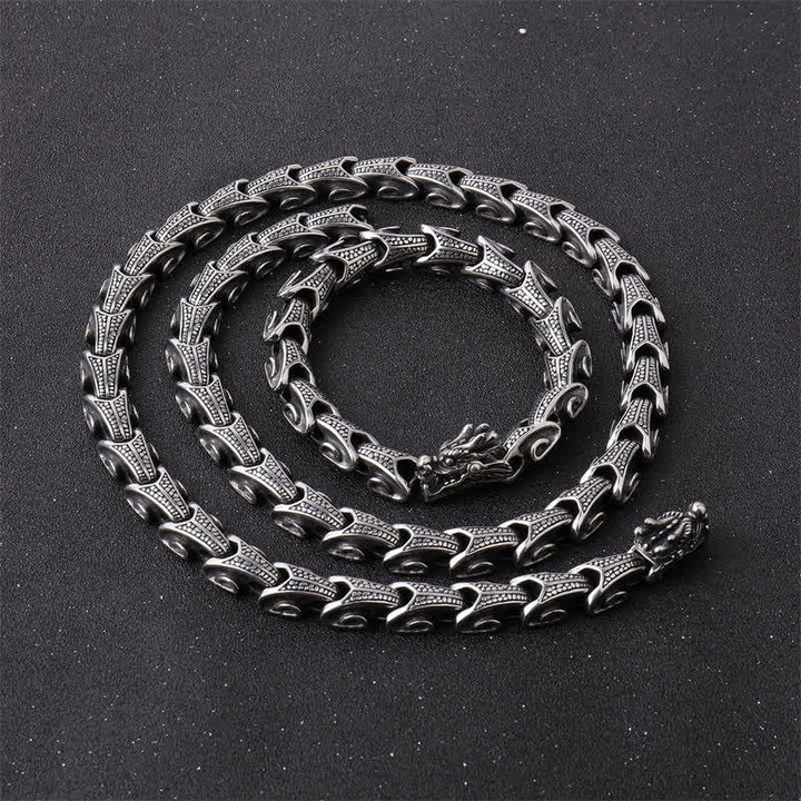 Pulsera con colgante de collar de protección de acero de titanio con diseño de dragón de Buddha Stones - image 5