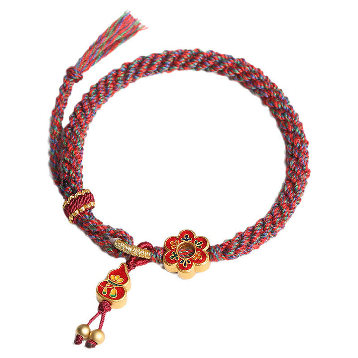 Pulsera de hilo trenzado con protección de flores de calabaza colorida hecha a mano con Buddha Stones