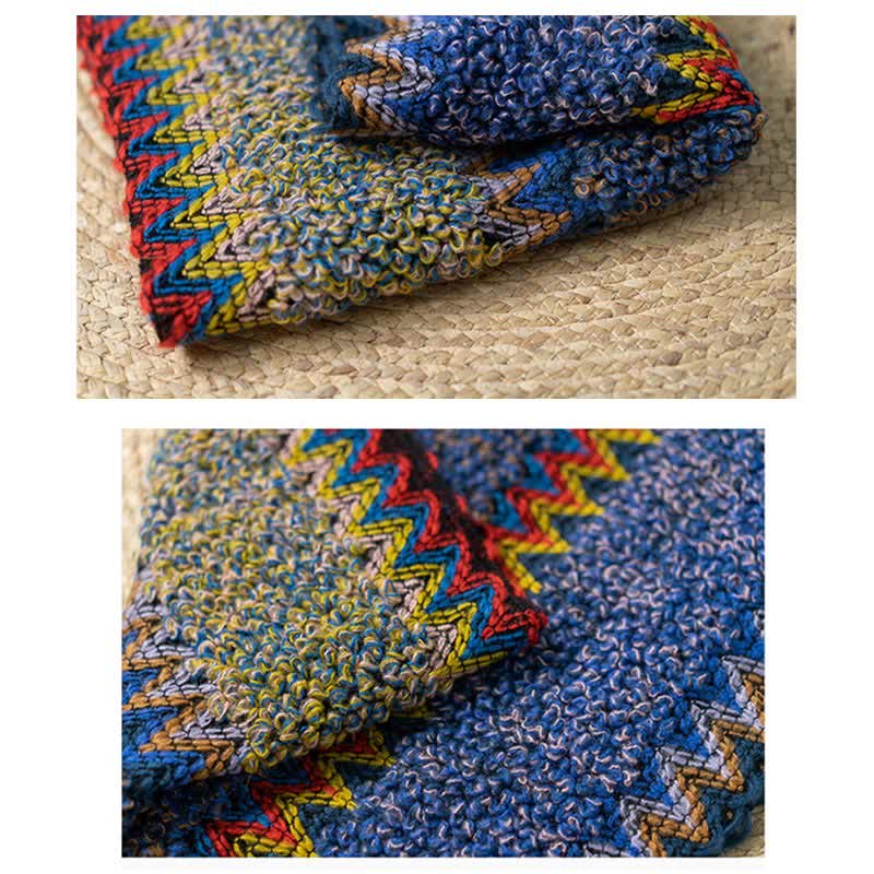 Mantón tibetano de Buddha Stones, capa de punto suave y cálida, bufanda tibetana con borlas de invierno