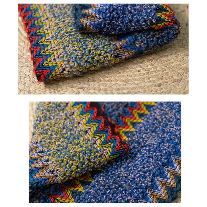 Mantón tibetano de Buddha Stones, capa de punto suave y cálida, bufanda tibetana con borlas de invierno