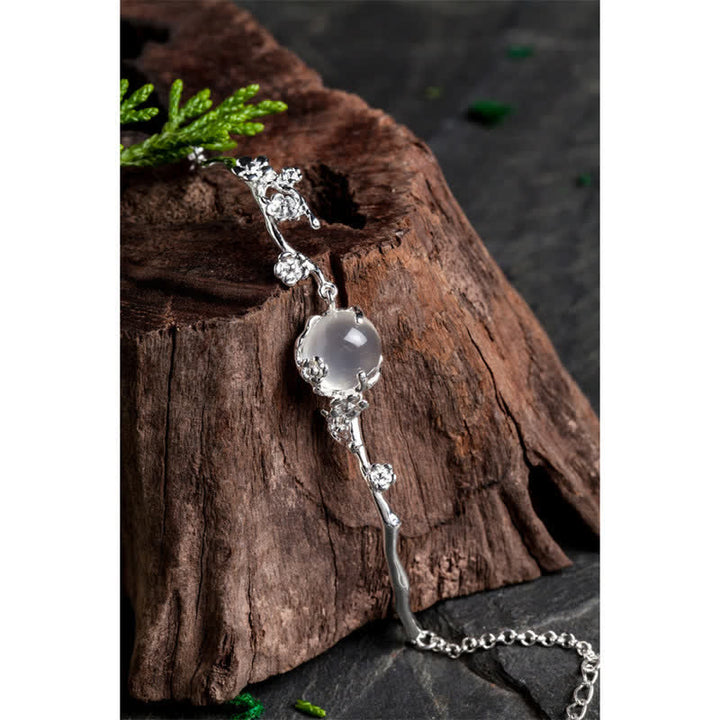 Pulsera Positiva Calcedonia Flor de Ciruelo Buddha Stones