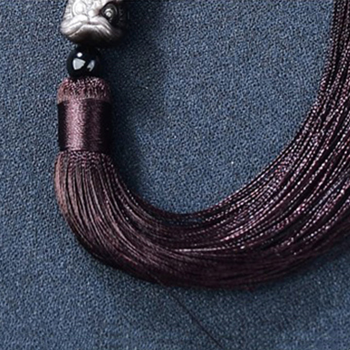 Plata Natural brillo obsidiana León muñeca Mala protección borlas bolsillo Mala decoración del coche