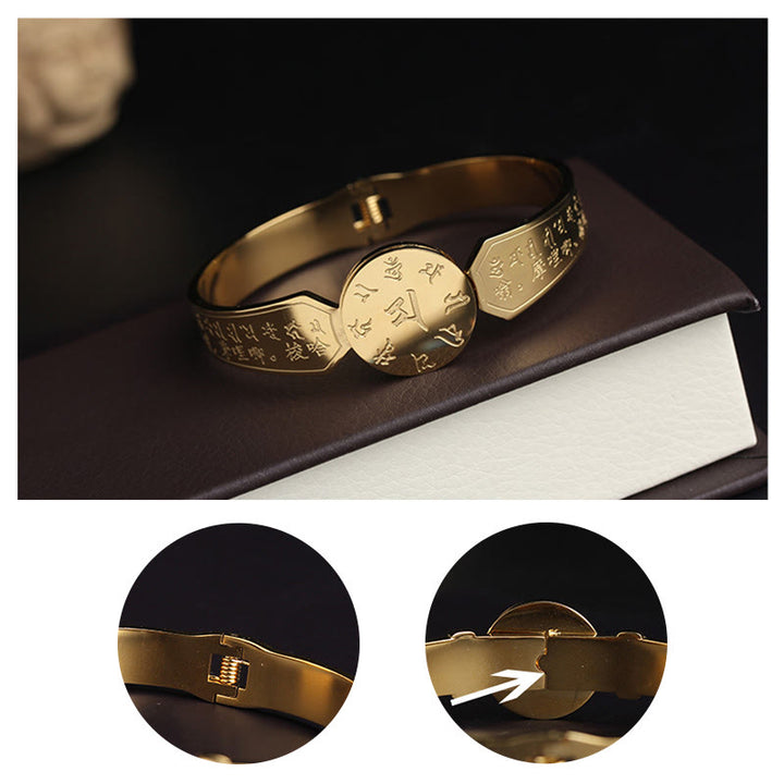 Brazalete de armonía de acero de titanio con Buddha Stones Yin Yang Lotus Om Mani Padme Hum Mantra