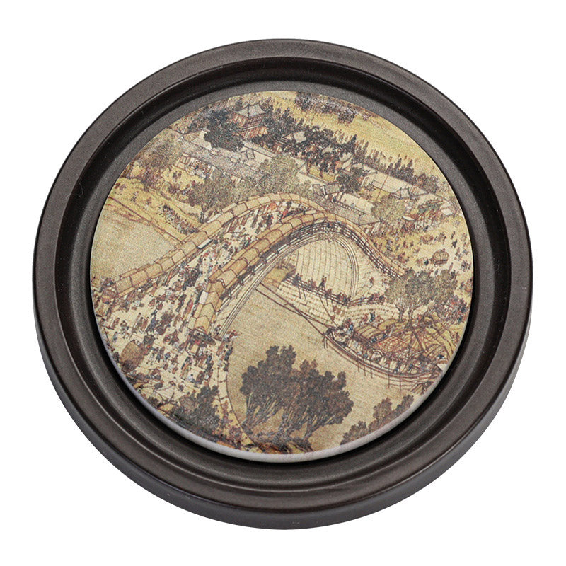 Buddha Stones, flor de ciruelo, corazón de melocotón, Sutra, níspero, Magnolia, caqui, tapete para Taza de cerámica, posavasos, tapete para té Kung Fu