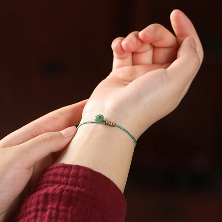 Pulsera de cuerda trenzada de protección de la suerte de aventurina verde hecha a mano tibetana con Buddha Stones