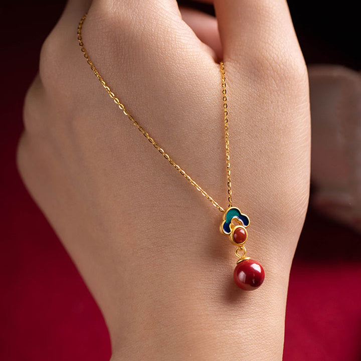 Juego de anillos y pendientes con colgante de ágata roja y cinabrio chapado en plata de ley 925 con Buddha Stones
