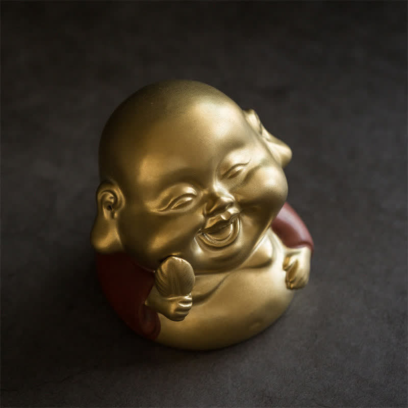 Quemador de incienso curativo de cerámica de Buda sonriente del pequeño Buda