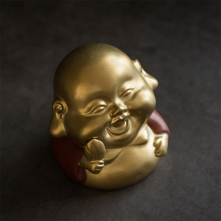 Quemador de incienso curativo de cerámica de Buda sonriente del pequeño Buda