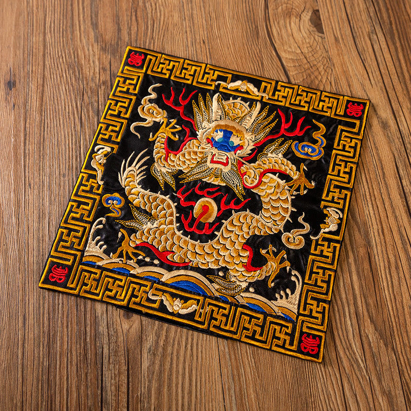 Alfombrilla para taza bordada con Buddha Stones , dragón Fénix, Kirin, posavasos para taza de té, tapete para té Kung Fu