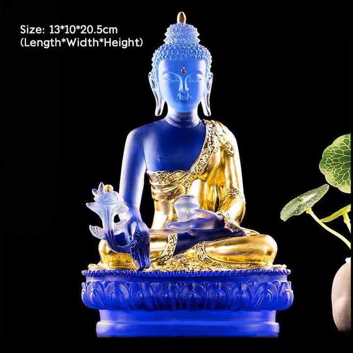 Buda medicinal hecho a mano Liuli Crystal Art Piece estatua de compasión decoración de oferta en casa y oficina