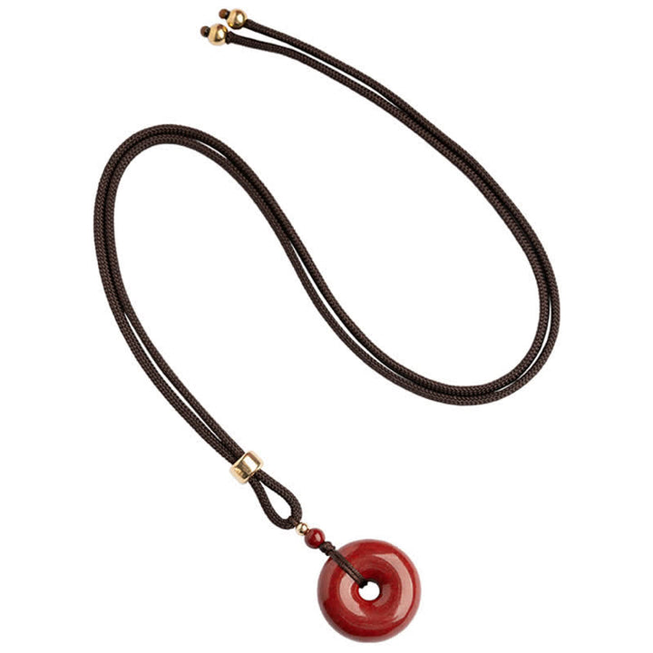 Colgante de collar con Buddha Stones , cinabrio, hebilla de la paz, bendición tranquila