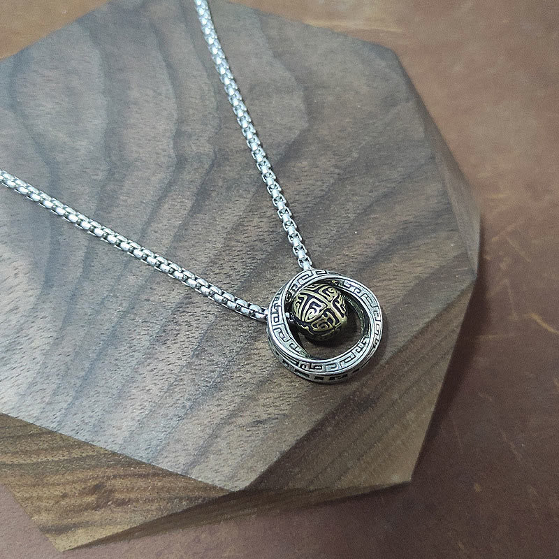 Colgante de collar de riqueza de cobre con cuentas de la suerte Mobius de Buddha Stones