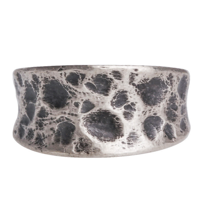 Anillo de protección con diseño de textura de protuberancia de plata de ley 925