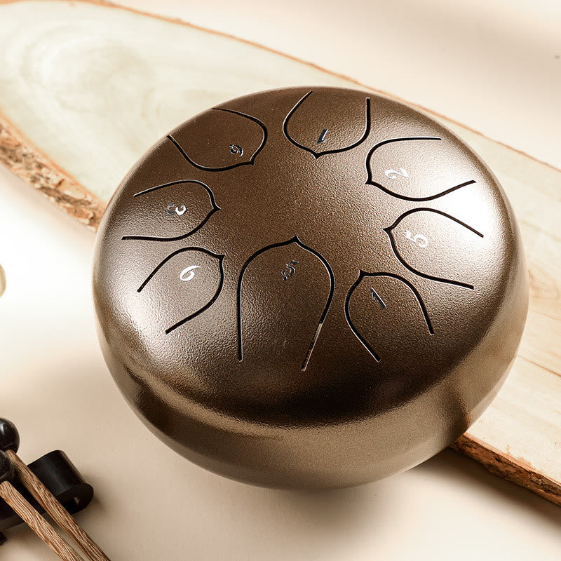 Buddha Stones, tambor de lengua de acero, sonido curativo, meditación, patrón de loto, Kit de batería, 8 notas, instrumento de percusión de 6 pulgadas
