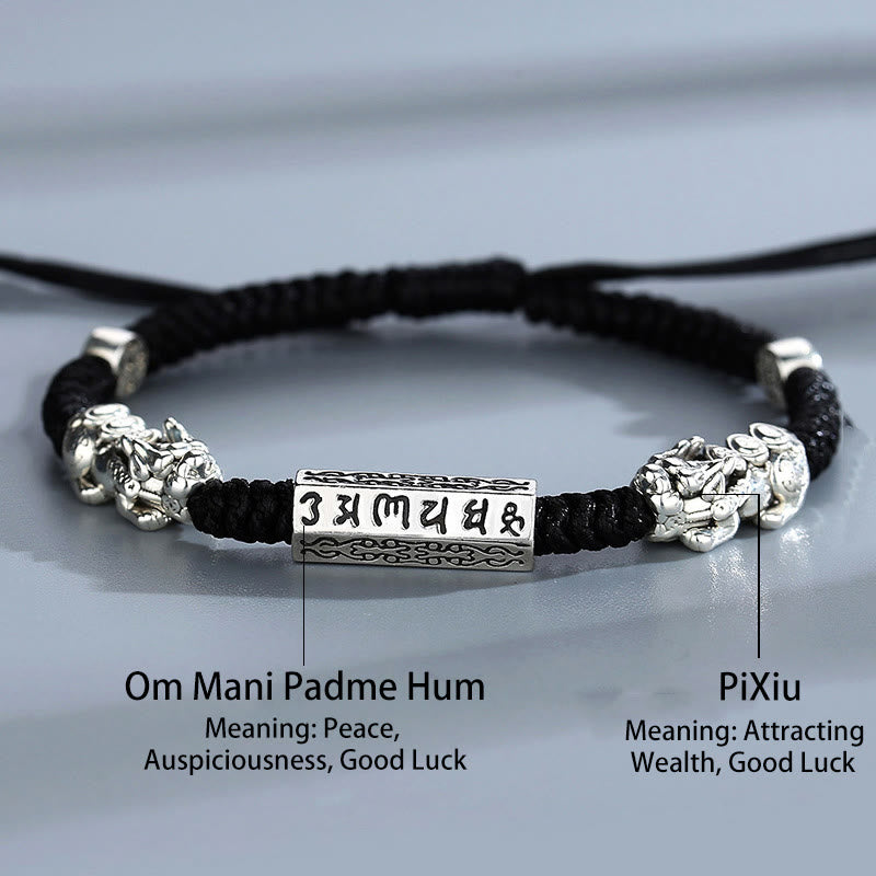 Pulsera de cuerda Om Mani Padme Hum con moneda de cobre Feng Shui doble de piedras de Buddha Stones - image 3