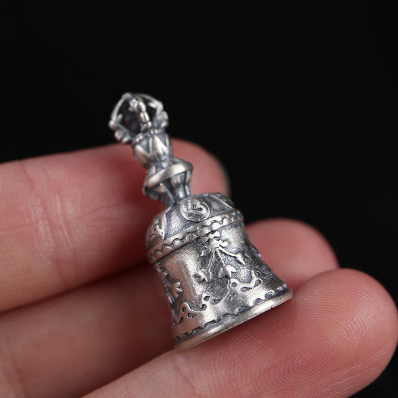 Buddha Stones Tíbet, Plata de Ley 925, Om Mani Padme Hum Dorje Bell Vajra, colgante con iluminación grabada, decoración colgante