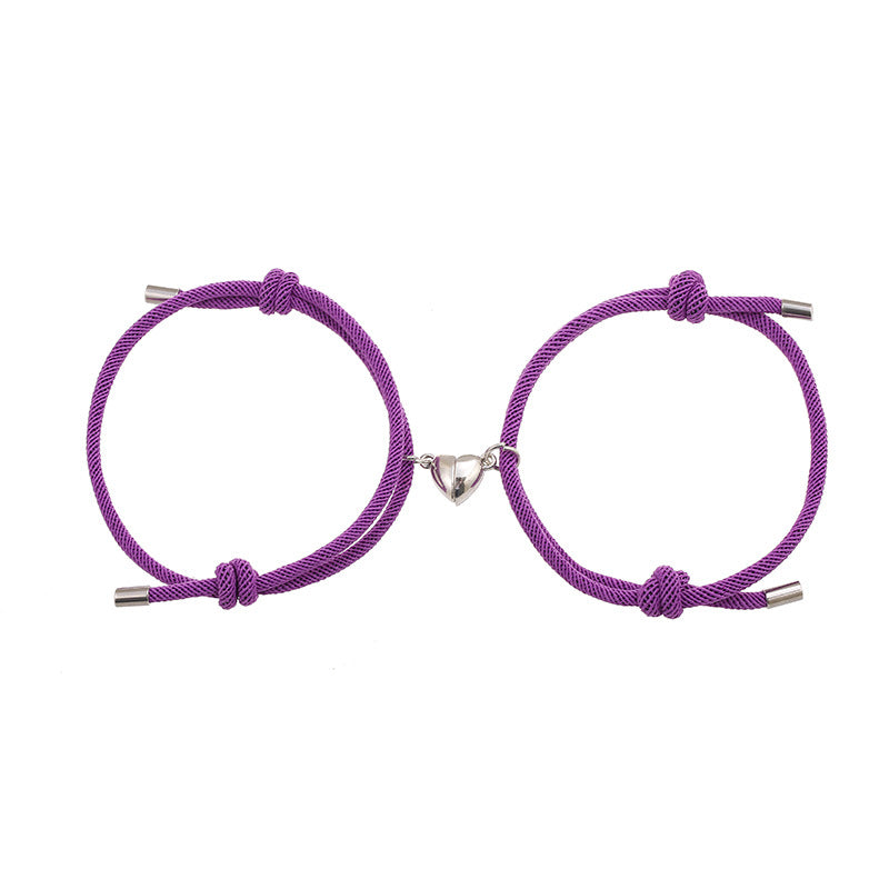 Pulsera de fuerza de cuerda de pareja magnética de amor de 2 piezas
