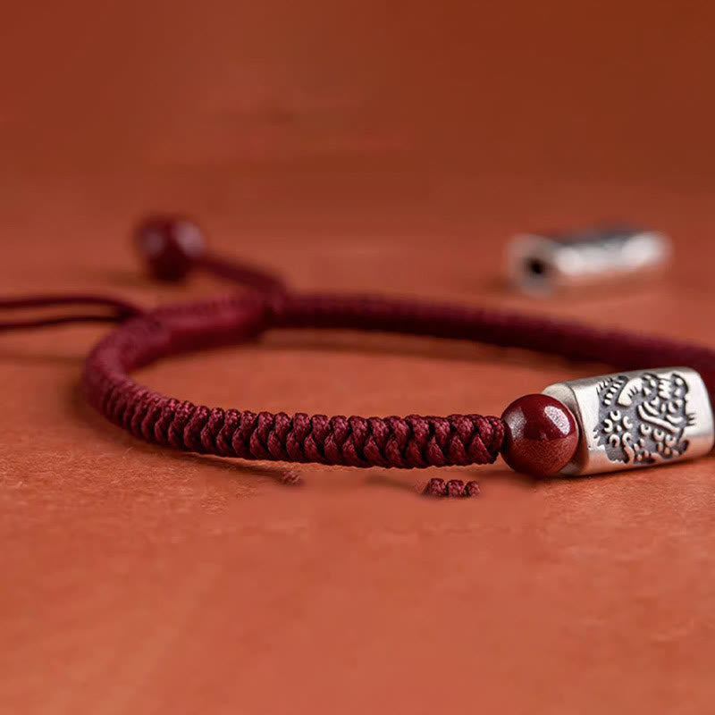 Pulsera de hilo de cinabrio del zodíaco chino de plata de ley 925 con Buddha Stones