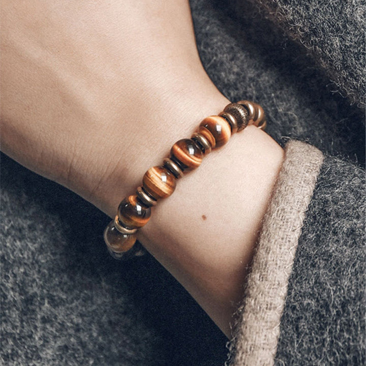Pulsera de protección de cobre con piedra de ojo de tigre de Buddha Stones