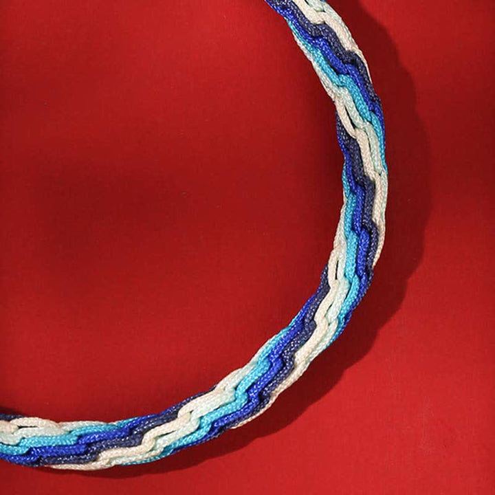 Pulsera de nudo de reencarnación con cuerda de bendición de calabaza hecha a mano de plata de ley 925