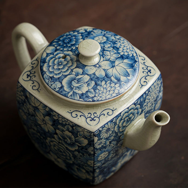 Buddha Stones porcelana azul y blanca té chino Gongfu cerámica tetera de kungfú taza filtro de té bote