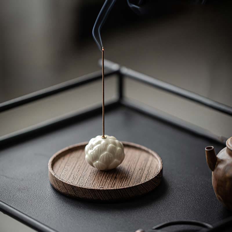 Buddha Stones Mini flor de loto meditación palo de cerámica pequeño quemador de incienso Decoración