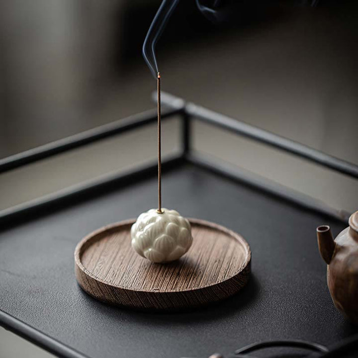 Buddha Stones Mini flor de loto meditación palo de cerámica pequeño quemador de incienso Decoración