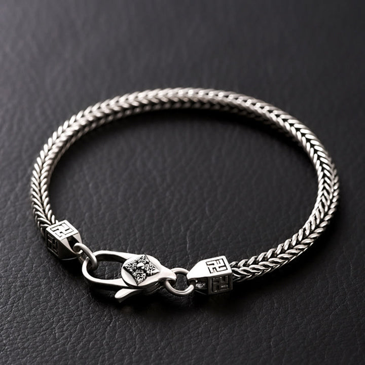 Pulsera de cadena de poder espiritual con Buddha Stones, doble Dorje Vajra y esvástica tibetana